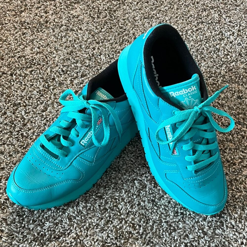 Teal Custom Designed Reebok Sneakers 8